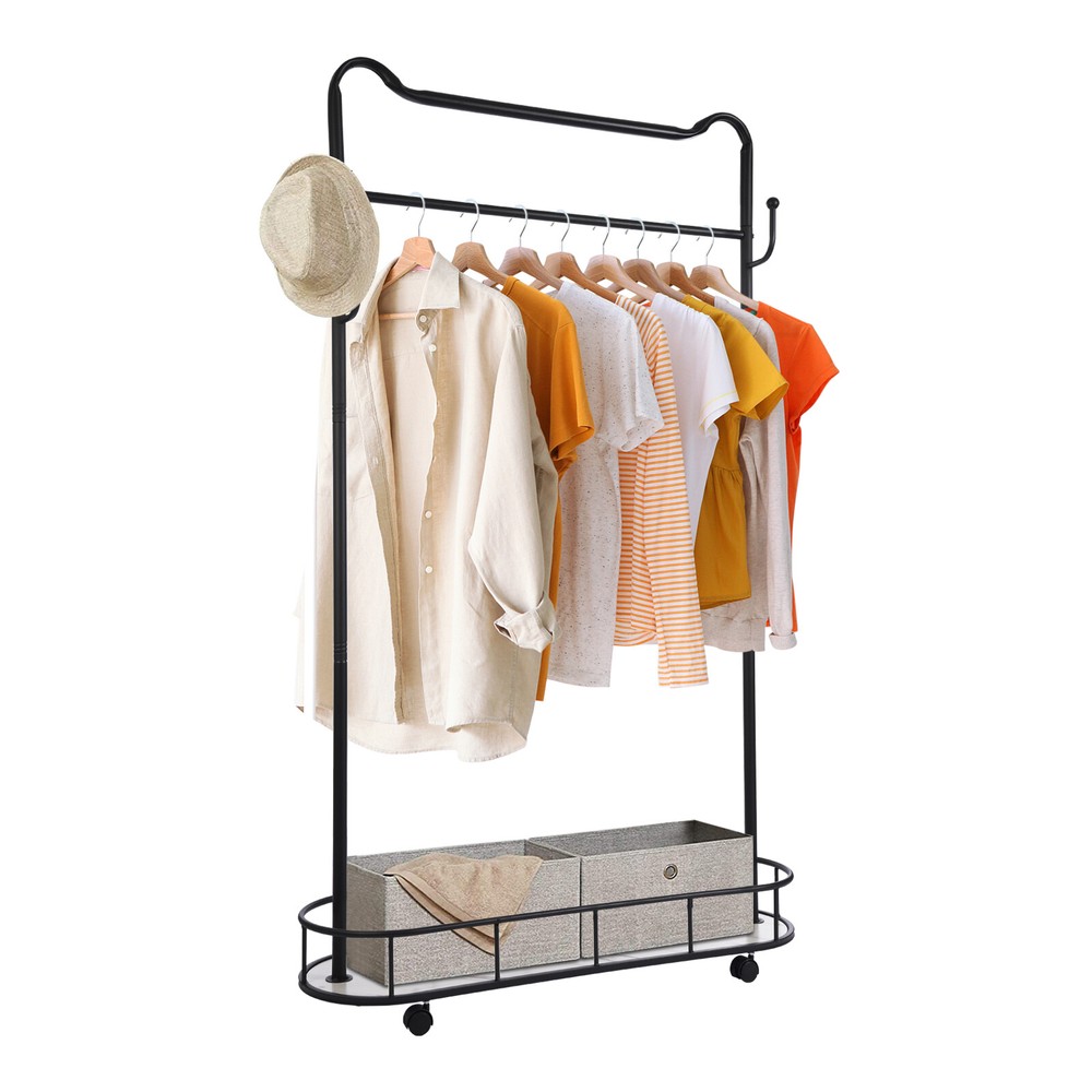 Clothes Rack, Movable Coat Rack, Coat Rack with Storage Basket