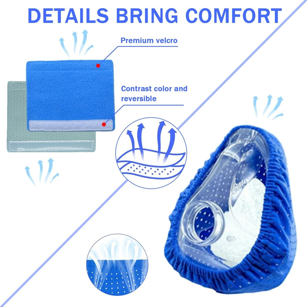 Nataku CPAP'Mask Liners/Strap Covers Kit -Compatible Light Gray+light Blue