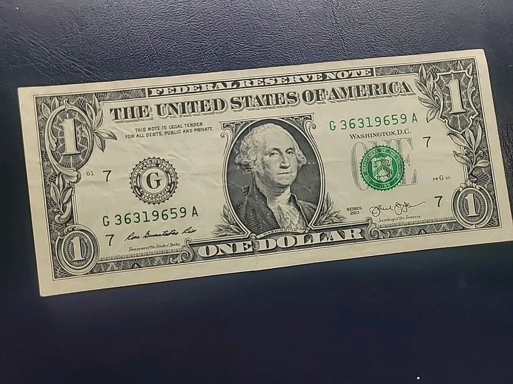 2013 One Dollar Error Over Ink Serial Number Is Diferent Color Error