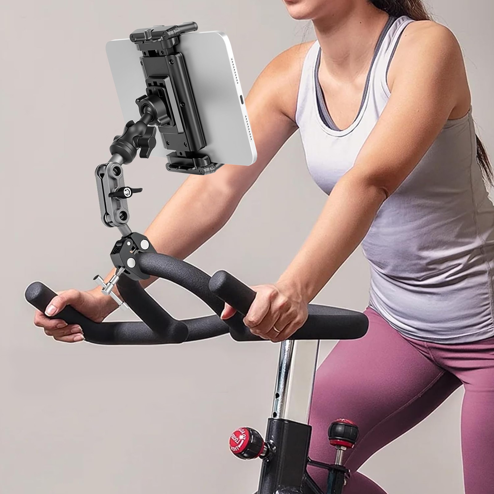 Heavy Duty iPad Tablet Phone Holder Clamp for Mic Stand Bike Treadmill Peloton