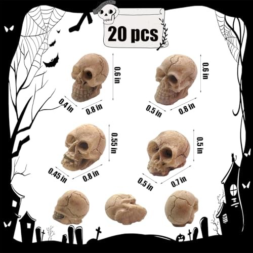 Halloween Mini Skull Figurine 20pcs Halloween Mini Skull Heads 4skull