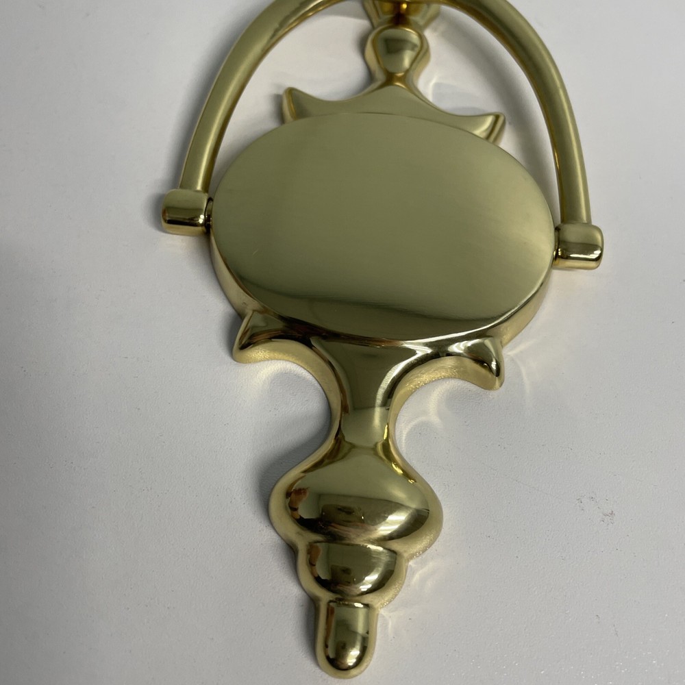 QCAA Solid Brass Door Knocker 7", Polished Brass 1 Pack Open Package
