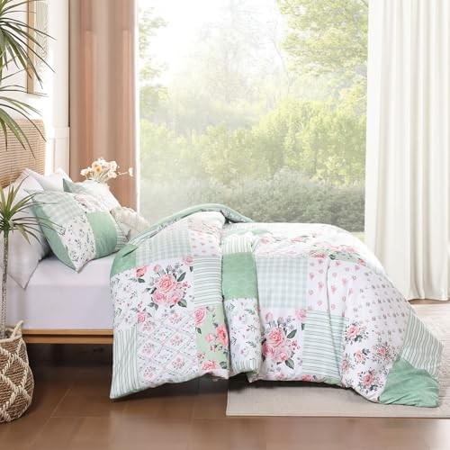 Comforter Set - Spring Floral Comforter Size Patchwork Flower Cozy Twin Green