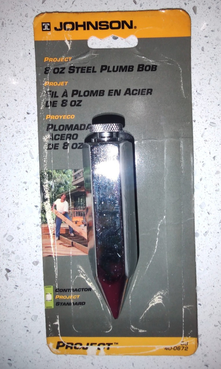 JOHNSON LEVEL & TOOL 8oz STEEL PLUMB BOB 08 40-0672 NEW