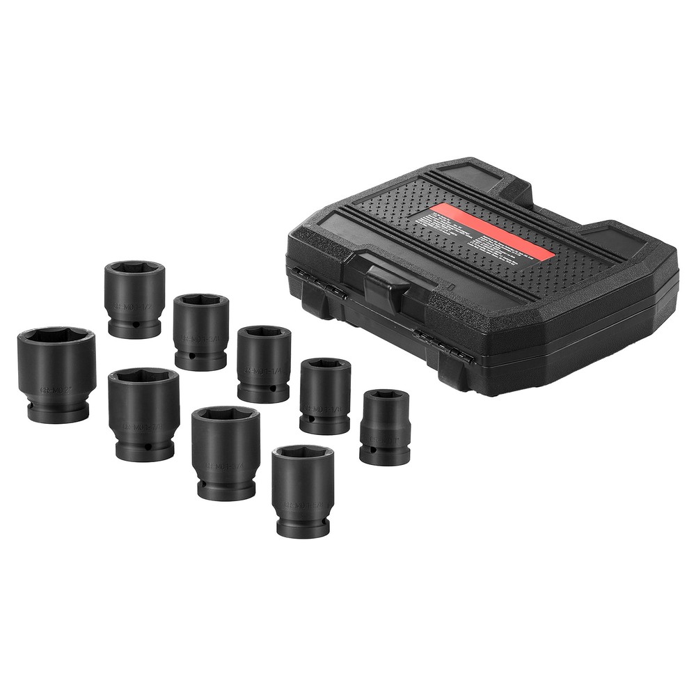 Axle Nut Impact Socket Set 1" Drive 6-Point 9PCS SAE Spindle Nut Socket