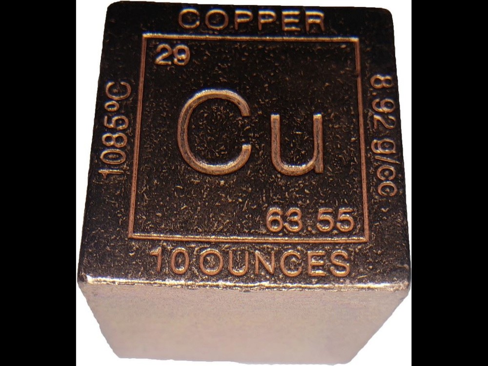 Elemental Cube Collection: 10 Ounce,  1.25 Inch Square Solid Copper Cube