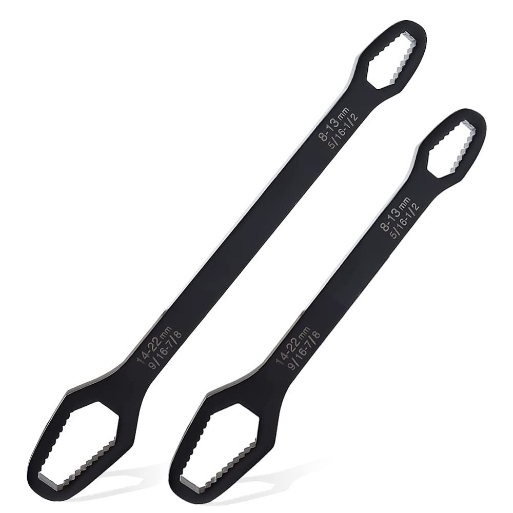 Saipe 2pcs Multifunctional Wrench Set Self Adjustable Universal Black