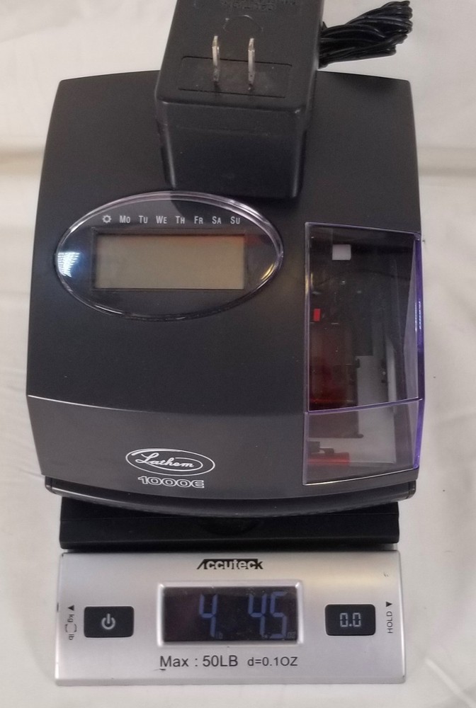 Lathem 1000E Electronic Time Recorder Time Clock/Document Stamp w/ AC Adapter
