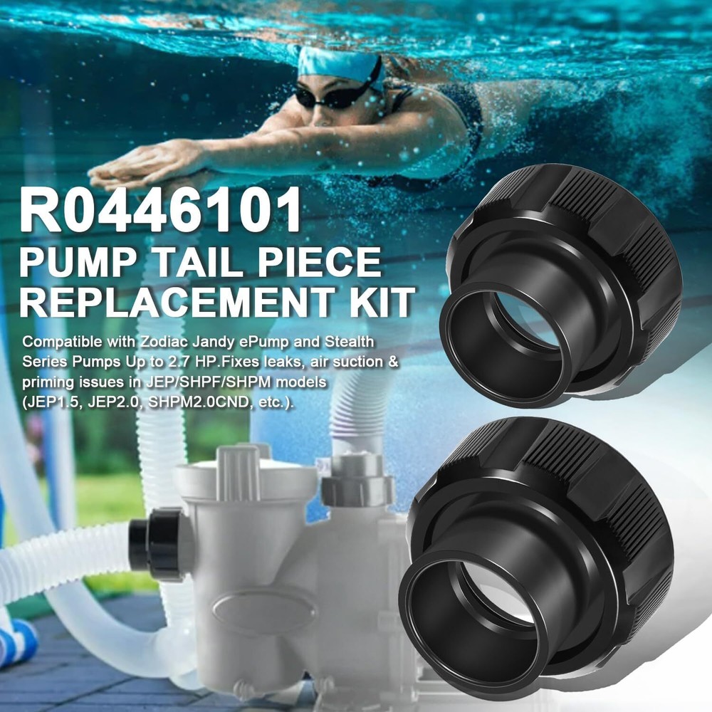 R0446101 Tail Section With O-ring And Coupling Nut for Zodiac Jandy Pumps 2-Pack