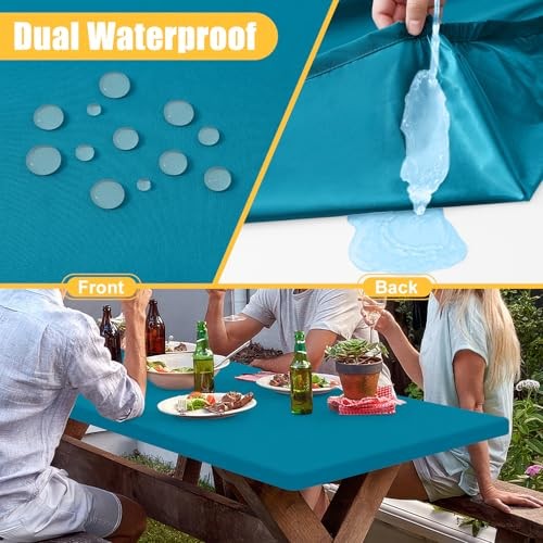 Rectangle Table Cloth, Waterproof Elastic Fitted 48" x 30" (Rectangular) Teal