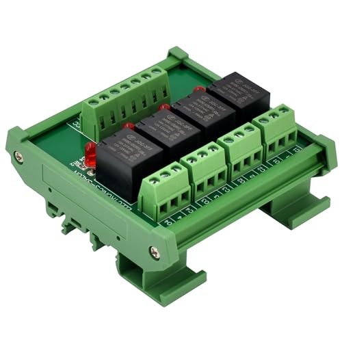 DIN Rail Mount 4 SPDT 10Amp Power Relay Interface Module, DC 24V Version.