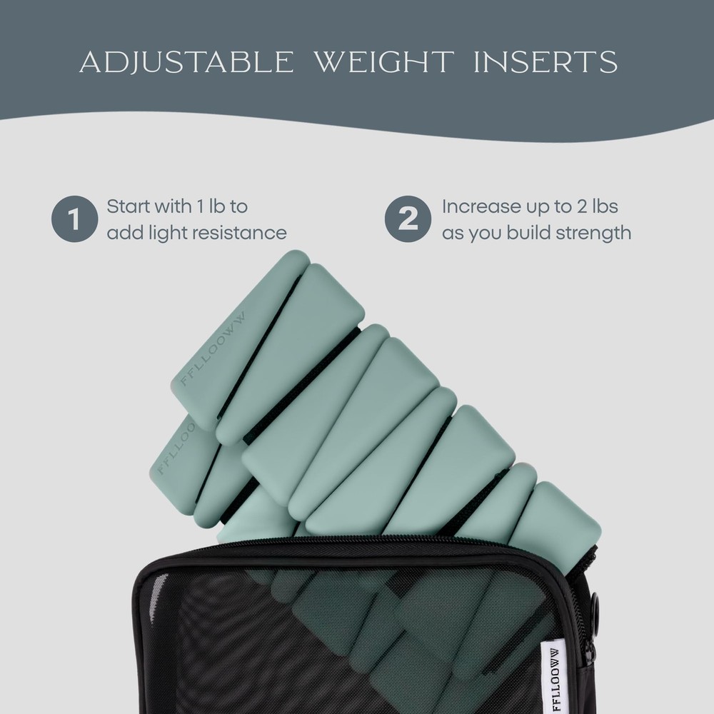 FFLLOOWW Adjustable Ankle & Wrist Weights Set, 2 lbs Each (4 lbs Total), Soft...