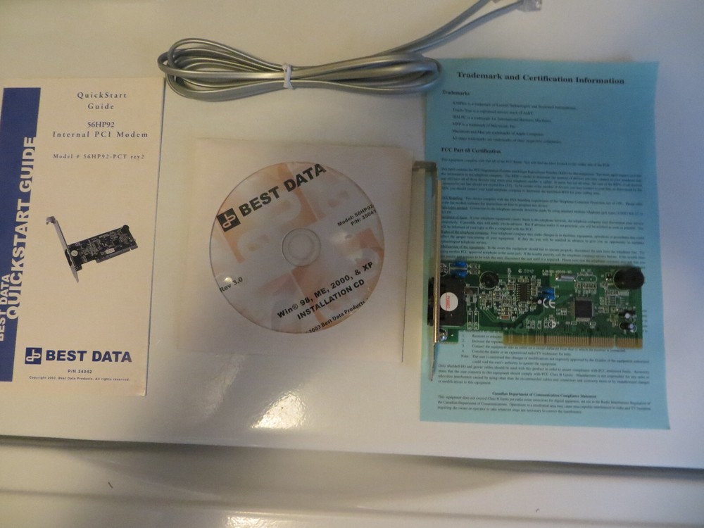 NEW Best Data Windows Internal Modem 56K v.92/v.44