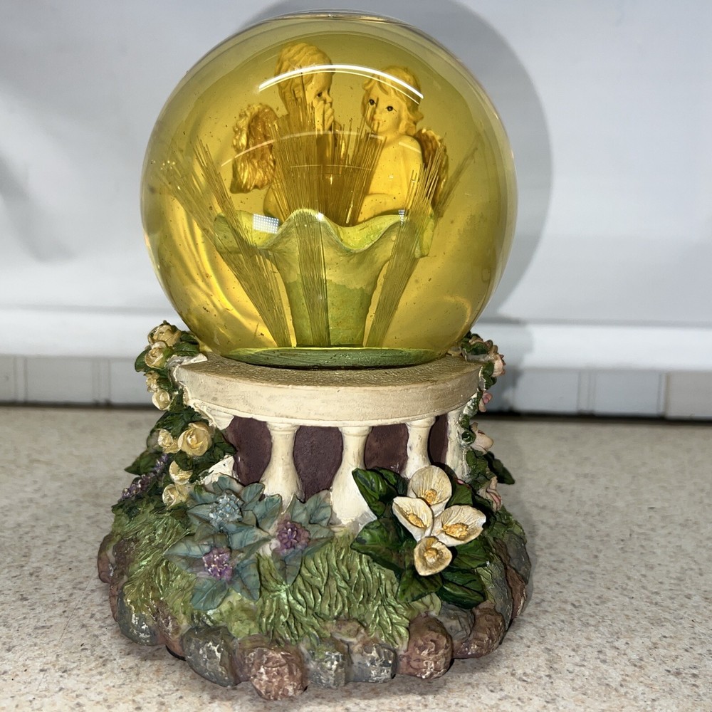 Snow Globe 2 Angels Sitting On A Flower