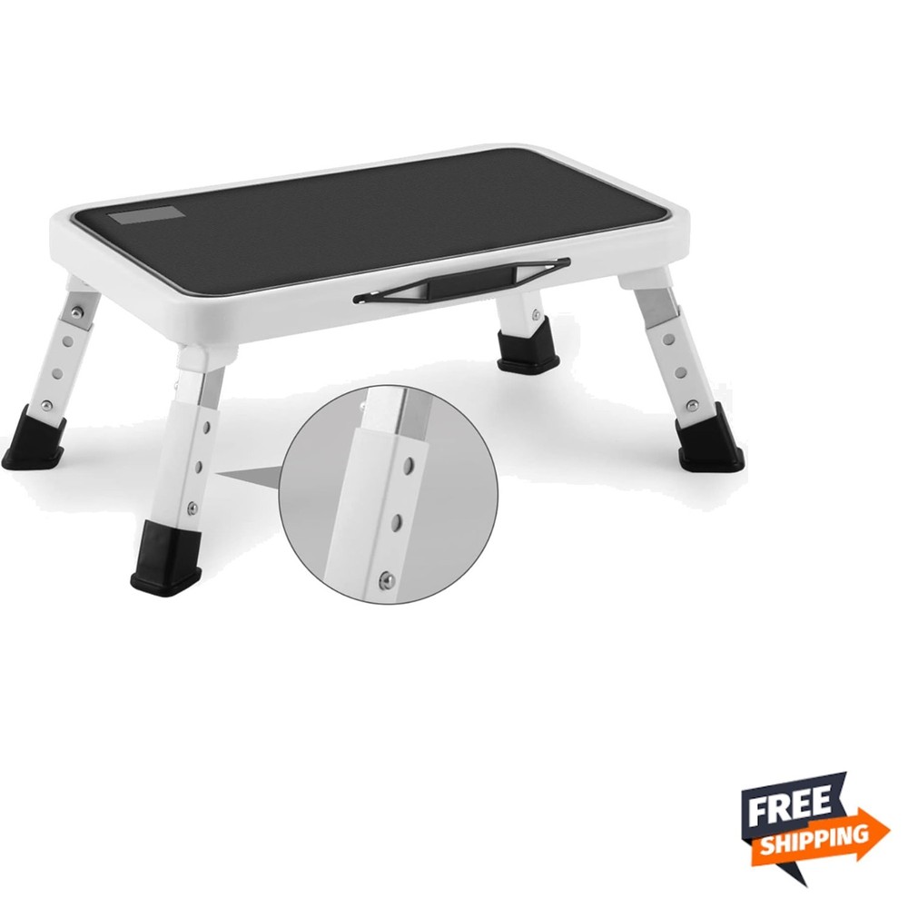 Folding Step Stool, Height-Adjustable Step Stool with Non-Slip Platform, Step...