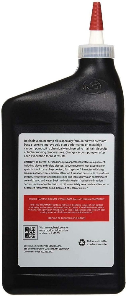 High Viscosity Vacuum Pump Oil - 1 Quart Bottle, Engineered for Durability