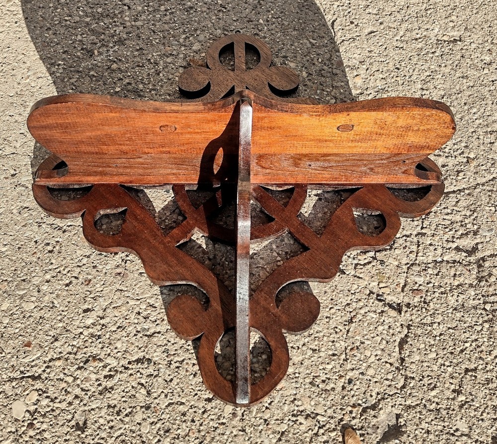 Vintage Antique Scroll Cut Solid Wood Wall Clock Shelf Nautical Fretwork