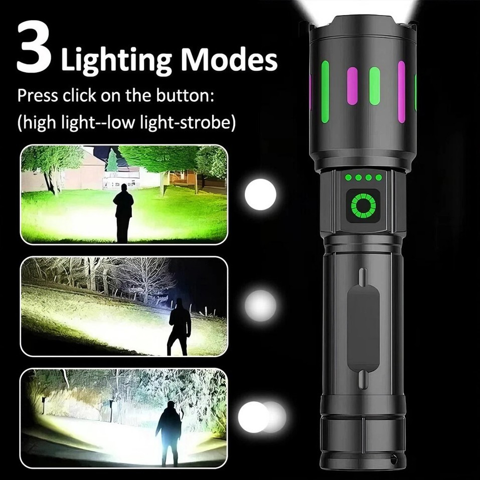 350000000 Lumen Super Bright LED Tactical Flashlight Rechargeable Work Light-