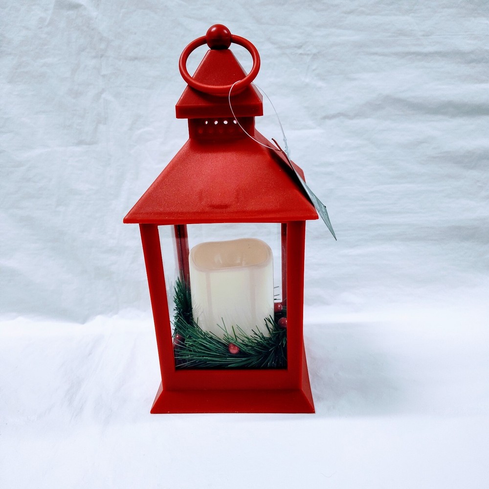 Holiday Time 9-Inch Pillar LED Red Lantern Light