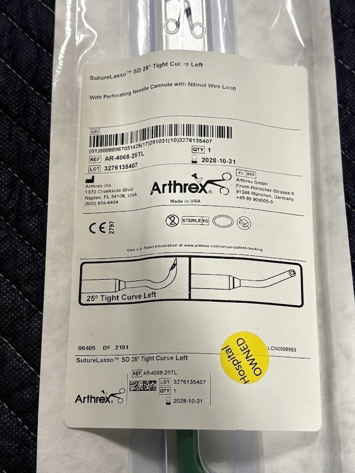 Arthrex SutureLasso SD 25° Tight Curve Left with Perforating Passer & Loop *NEW*