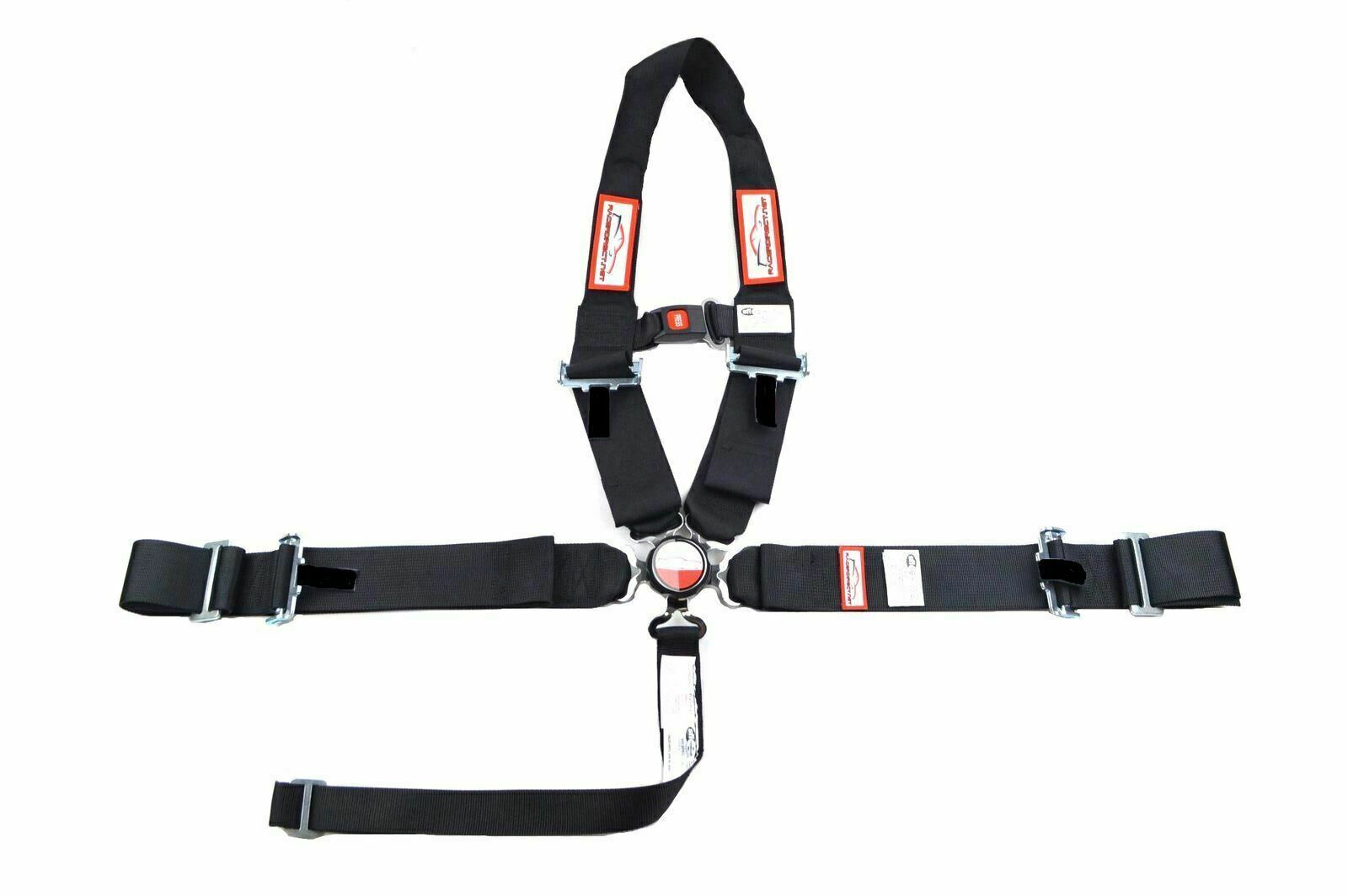 U 5 POINT RACING HARNESS WITH STERNUM STRAP & NECK DEVICE SFI 16.1 BLACK