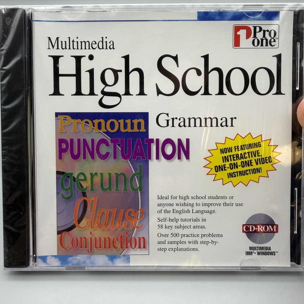 Vintage 1995 Pro One Multimedia High School Grammar CD-ROM PC Software SEALED