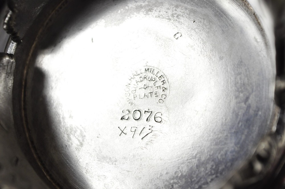 Antique Simpson Hall Miller 2076 Bird Engraved Silver Plated 4 Pc Tea Set