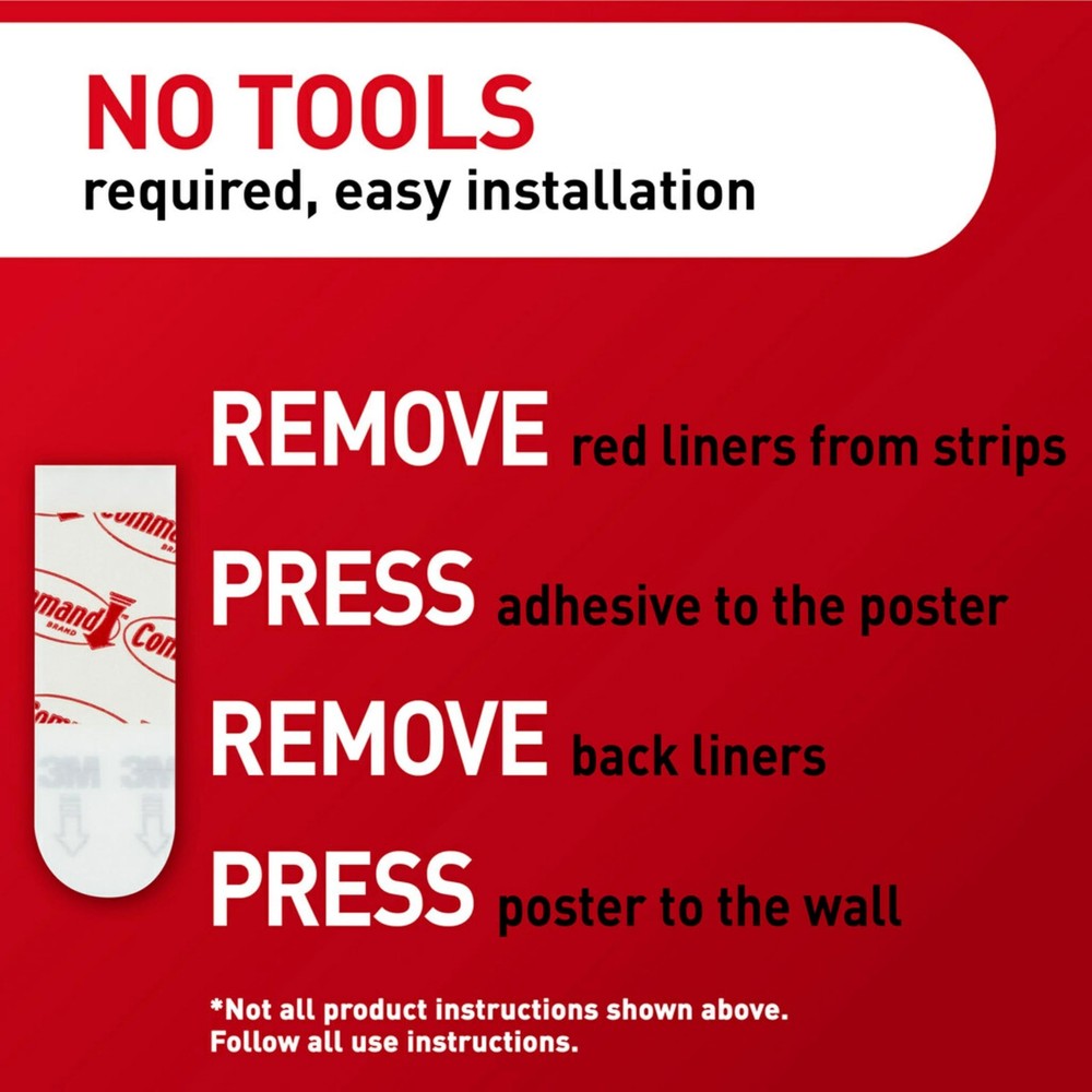 Damage-Free Poster Strips for Easy Wall Hanging | 400 Command Strips