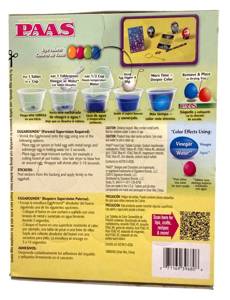 PAAS Eggstraterrestrials Easter Egg Decorating Kit With Stickers + Dye Tablets +