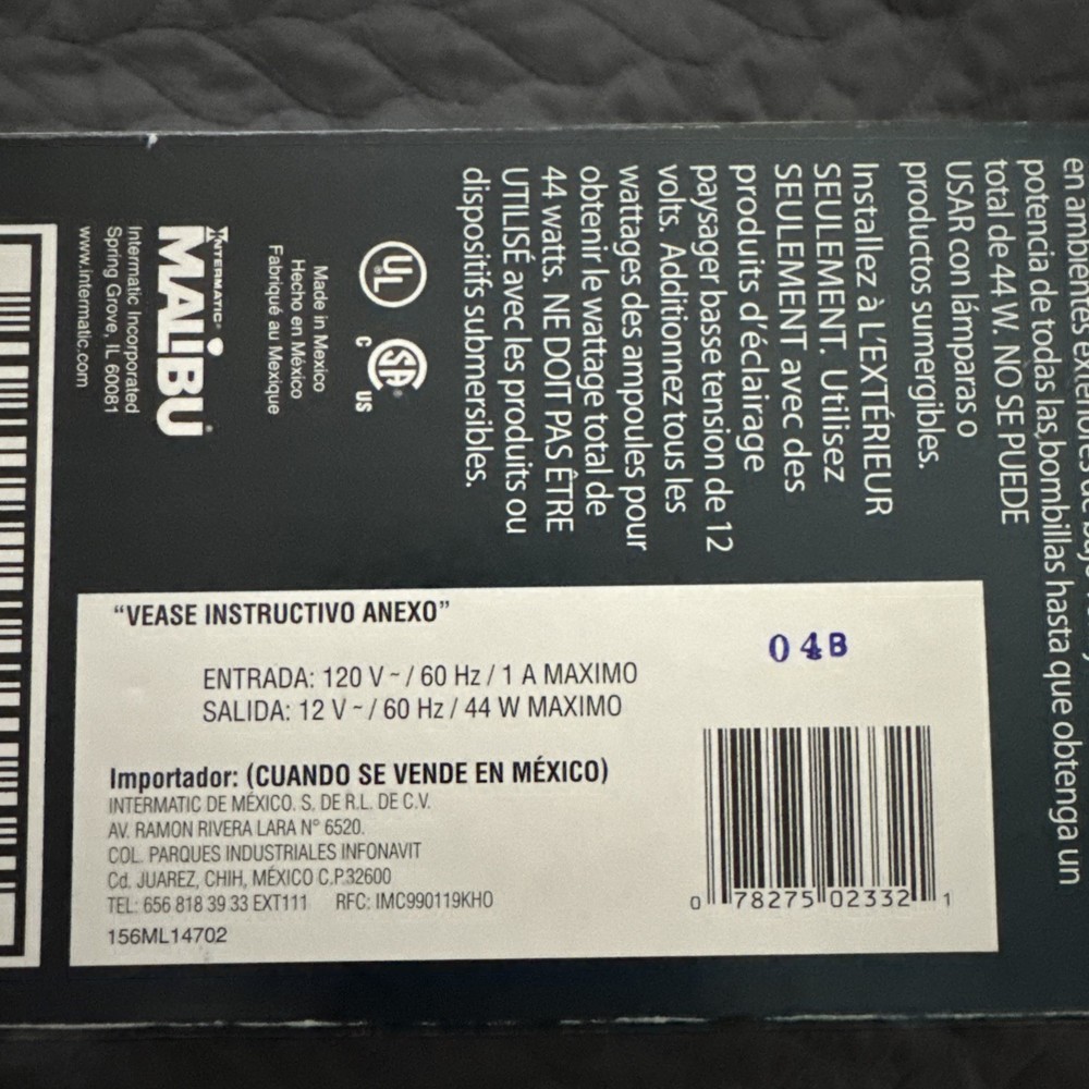 Malibu Intermatic ML44T 44 Watt Low Voltage Landscape Lighting Transformer Timer