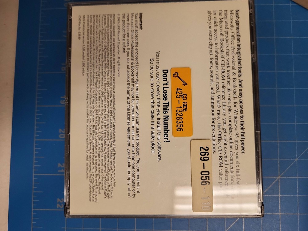 Microsoft Office Professional Windows 95 Software Suite Word Excel Access CD ROM