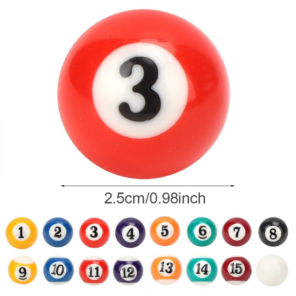 Mini Pool Balls 16Pcs, Smooth Mini Billiard Balls Set Polyester Resin, Lightw...