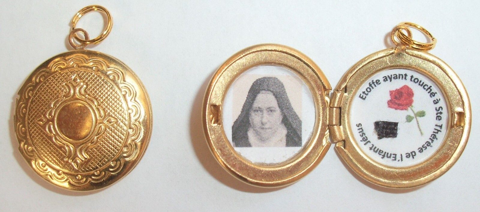 Saint Therese of Lisieux relic locket--beautifully detailed!