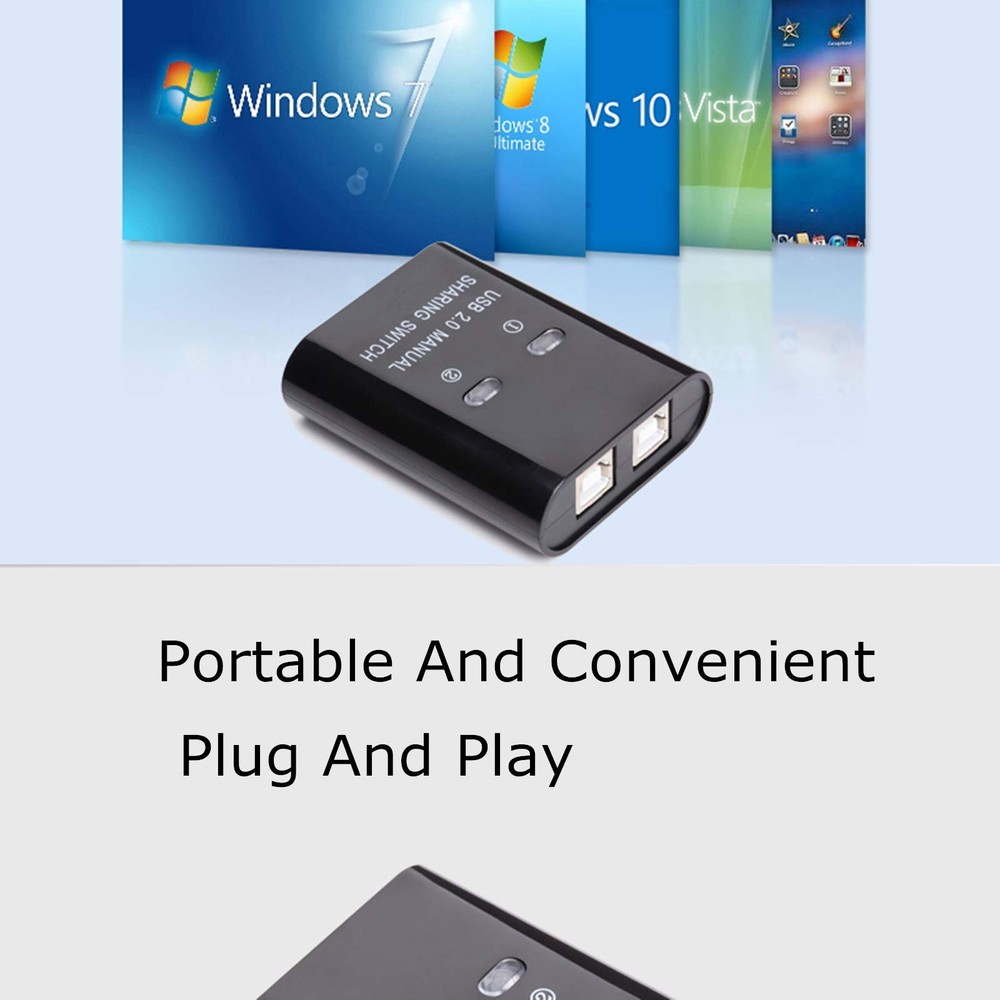 1Printer Sharing Switch Manual Switcher Adapter 2 Computer Share 1 Printer Sc...