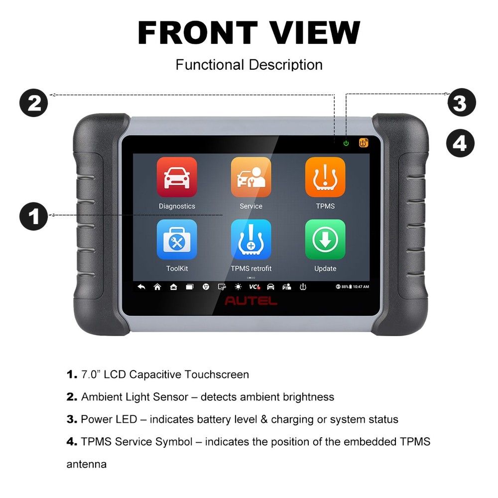 Autel MaxiPRO MP808Z-TS Diagnosis Scanner E.CU Coding TPMS Relearn FCA AutoAuth