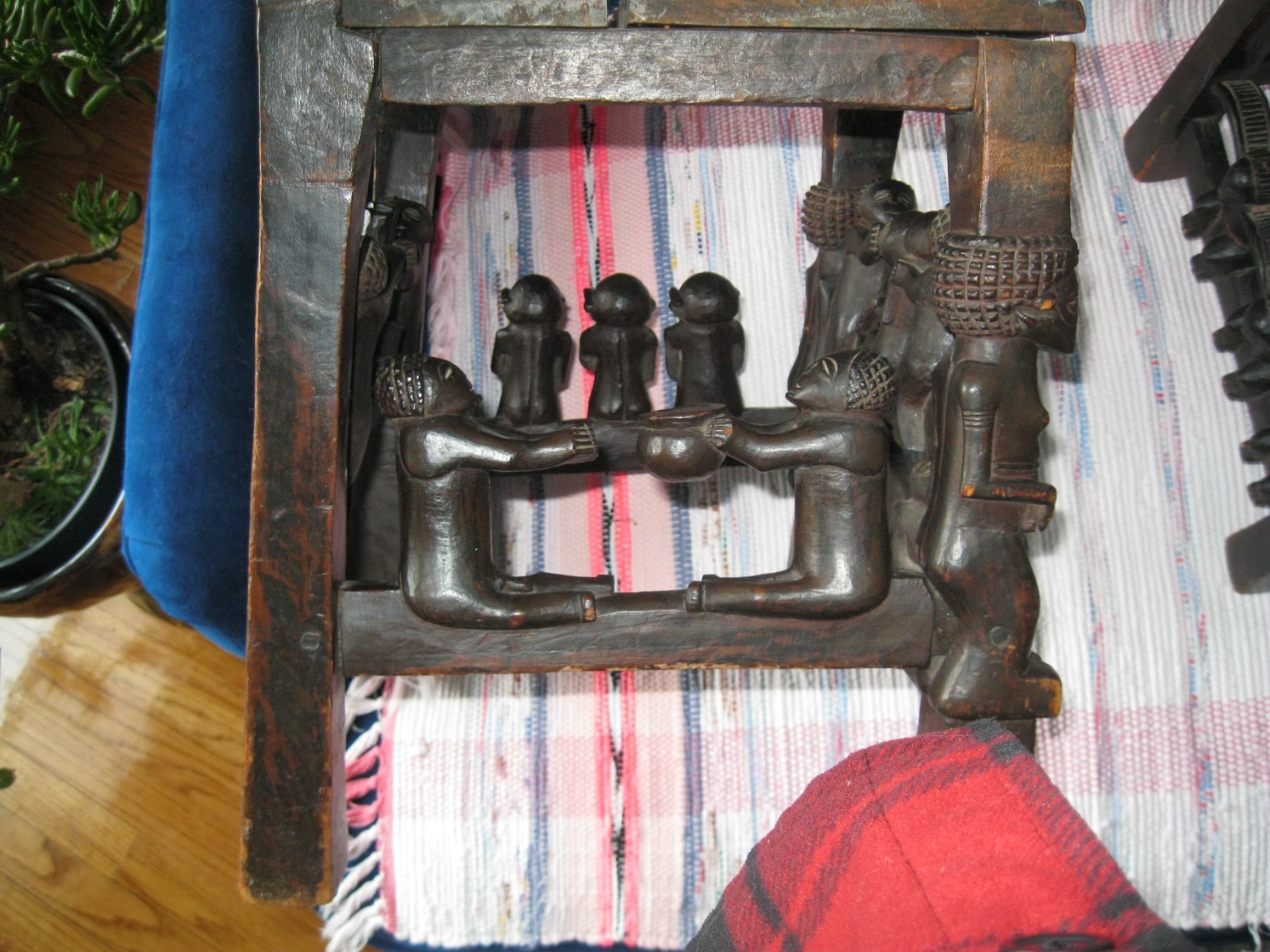 old rare Chokwe Chiefs throne and table hand carved