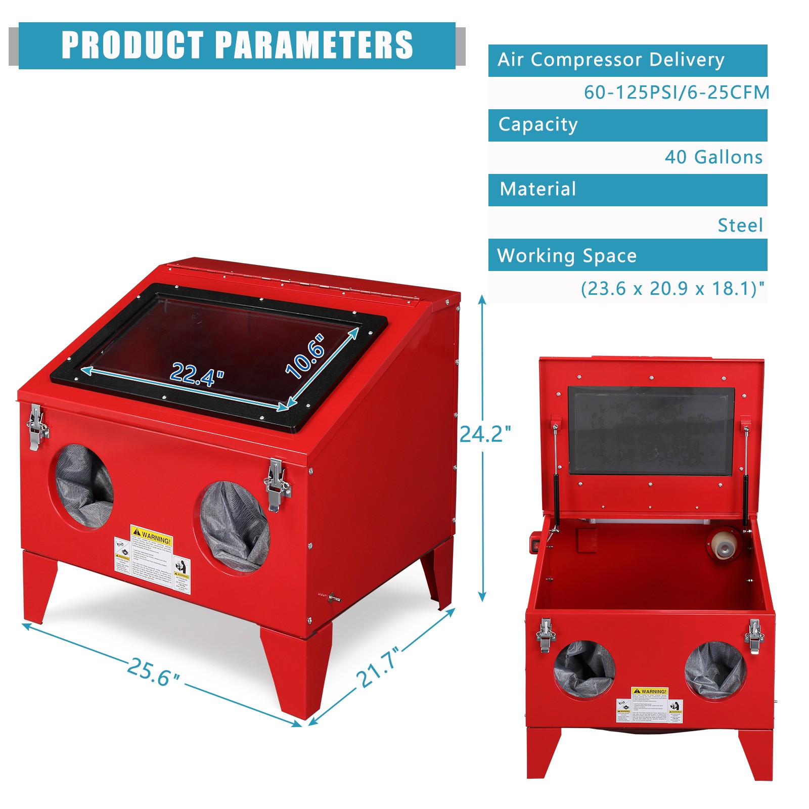 Sand Blast Abrasive Cabinet with Gun, Hose, Gloves, Nozzles, Sandblaster, Media