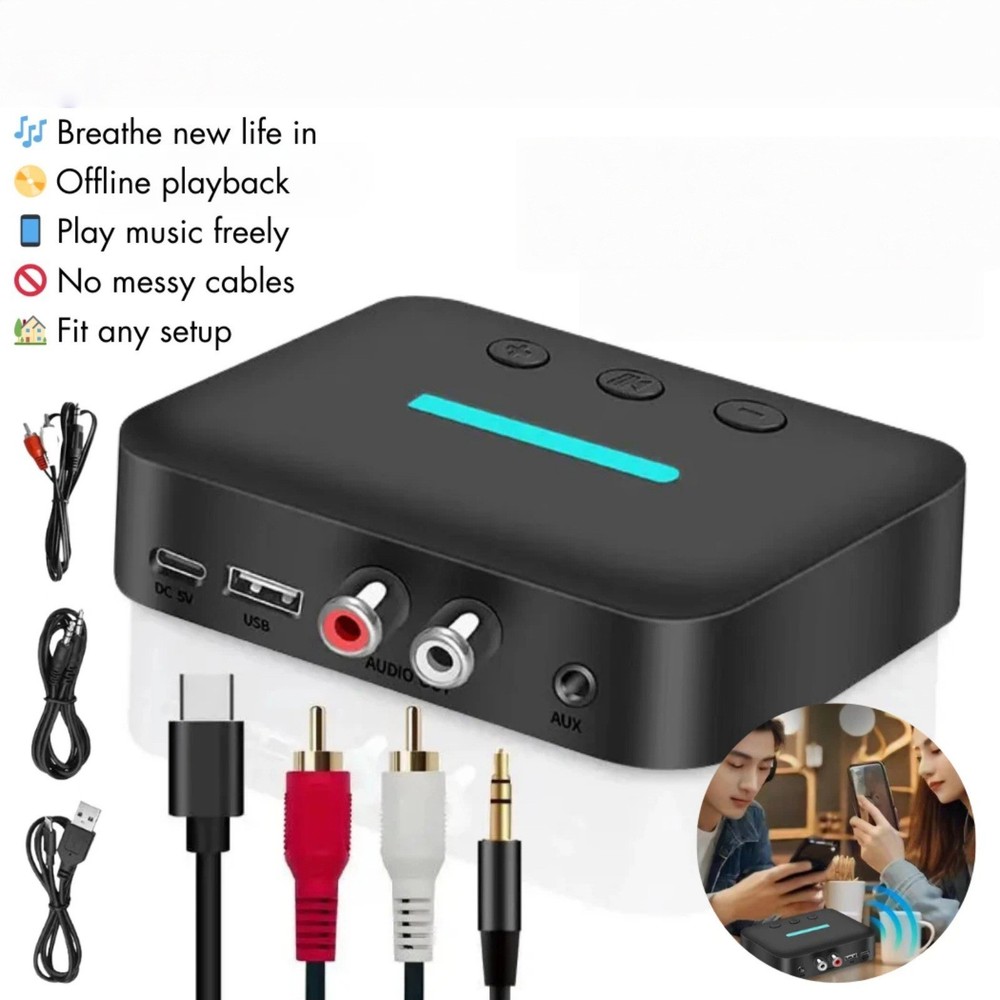 5.3 Bluetooth Receiver RCA 3.5mm AUX Wireless Audio Adapter with USB Playback