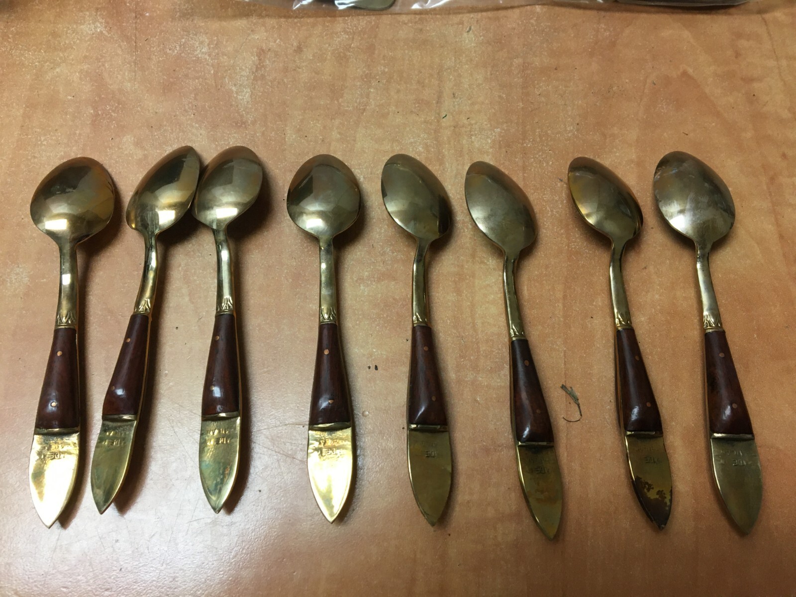 Bronzeware Flatware Set Wood Case From Bangkok Thailand - 19 pieces