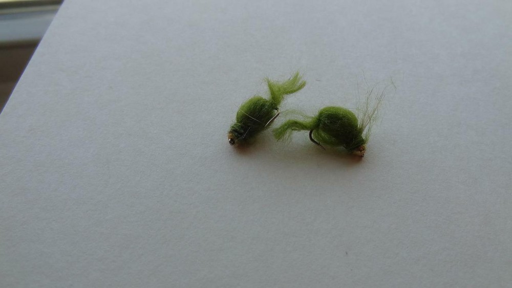 1 DOZ DF-6 BEAD HEAD CADDIS PUPA SPARKLE OLIVE (SELECT SIZE) NYMPH
