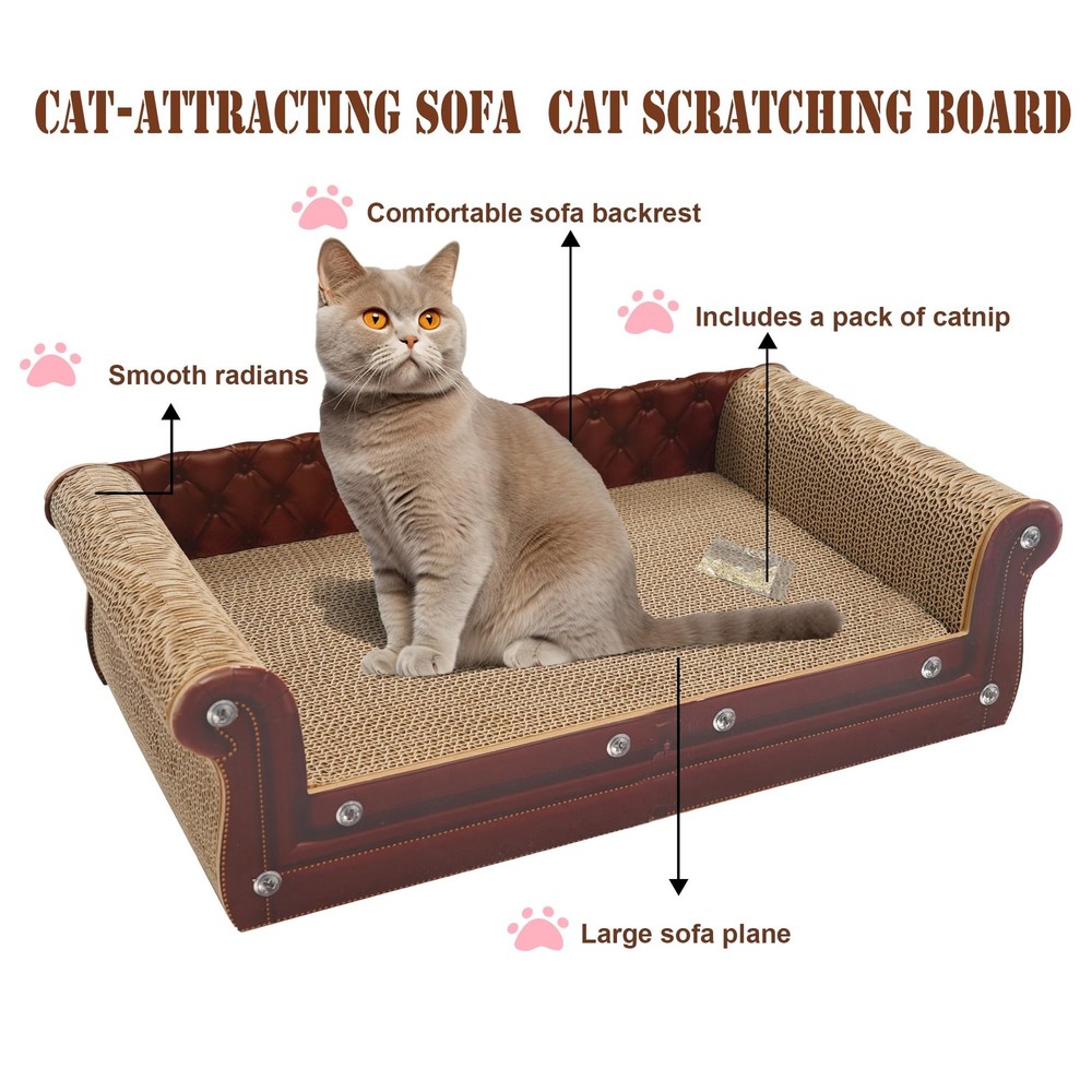 Scratching Sofa, Couch Shaped Thick Scratching Cardboard, Lounge Bed for Indo...