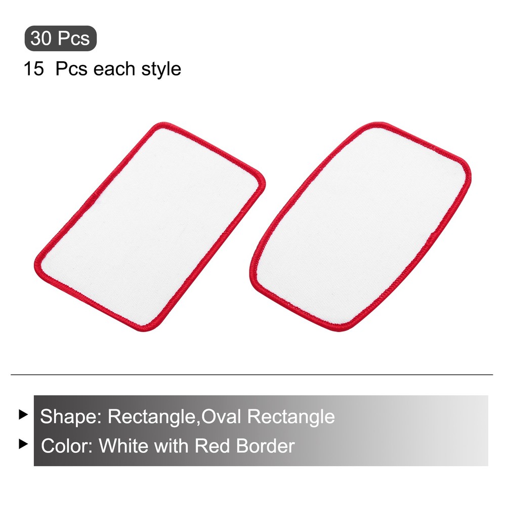 30pcs Sublimation Patch Blank 2 Shape White with Red Border
