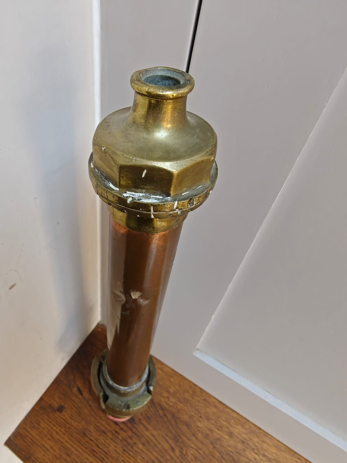 Vintage fire old brass copper bronze hose nozzle end