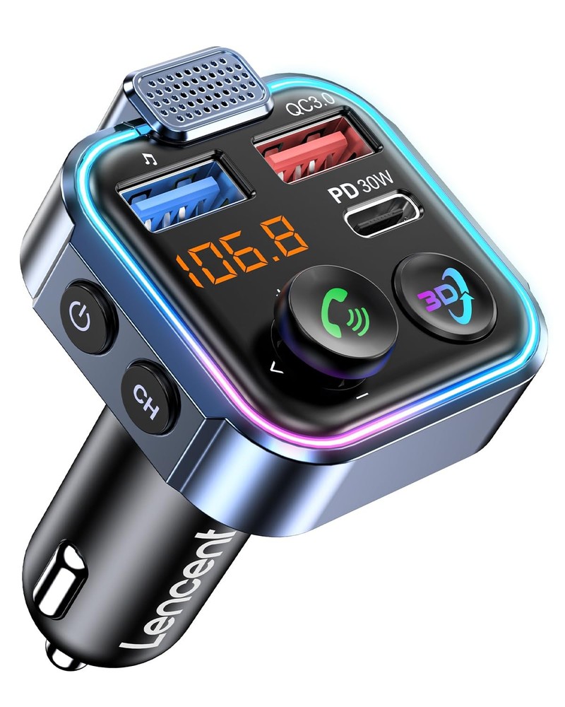 LENCENT Bluetooth 5.3 FM Transmitter, Wireless Radio Adapter Car Kit with Typ...