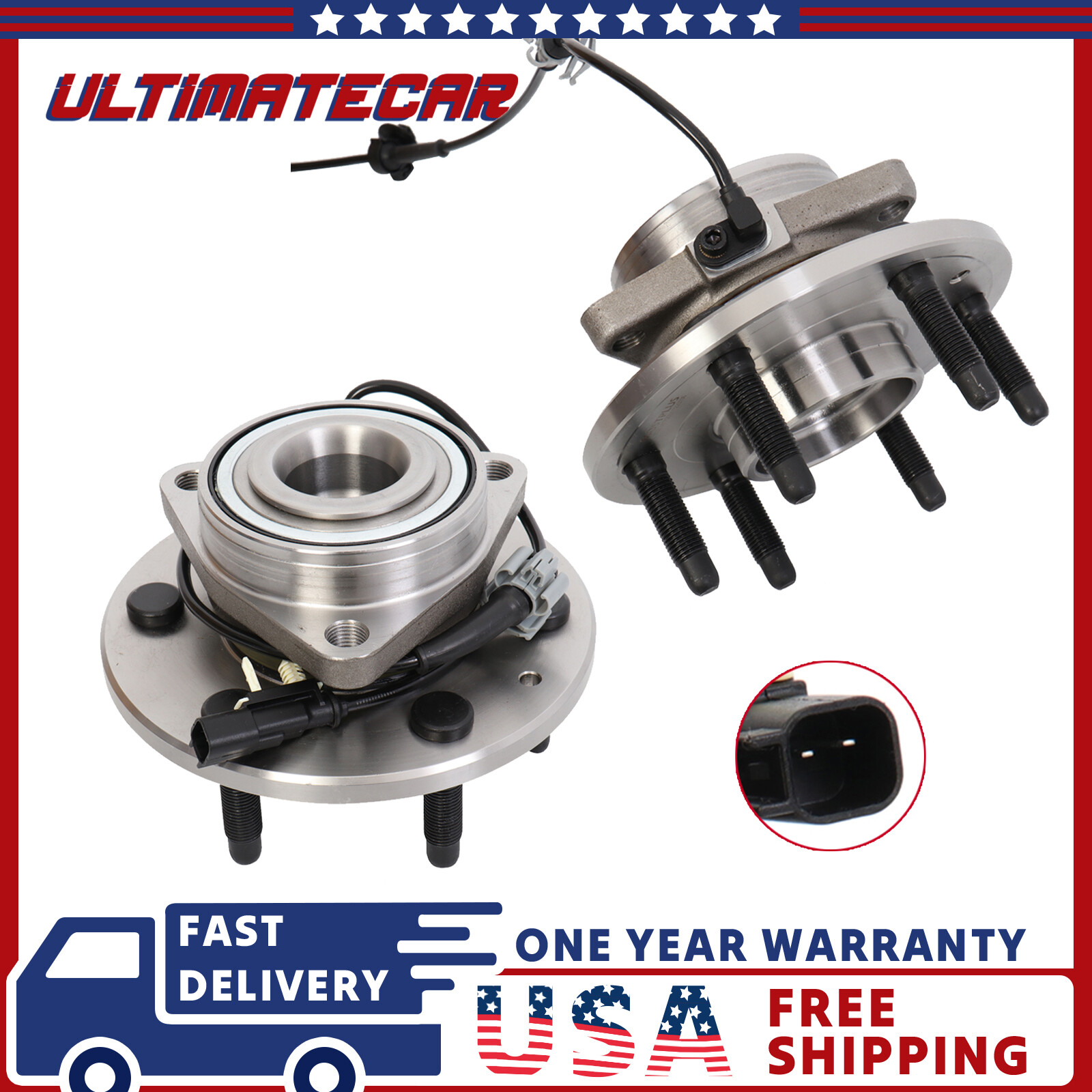 Pair Front Wheel Hub Bearing For 2007-2013 Chevy Silverado GMC Sierra 1500 Tahoe