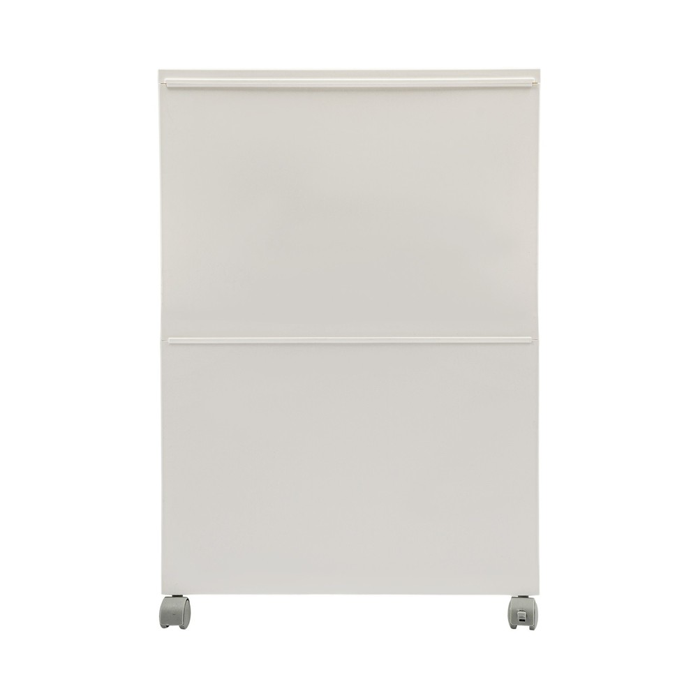 PP Cabinet 2-Tier Rolling Storage Cabinet Mobile Organizer White