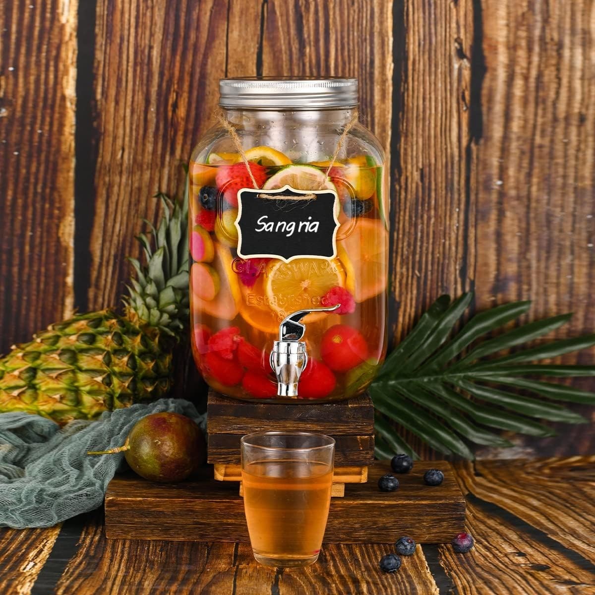 1 Gallon Glass Beverage Dispenser w/ Spigot 2 Pack 6.8x6.8x10.7in Party