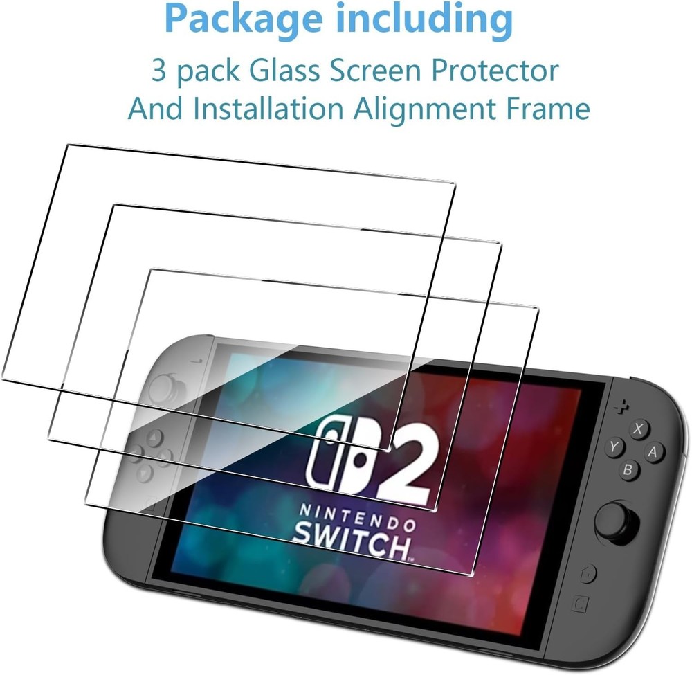 3-Pack Nintendo Switch 2 Screen Protector - 9H Tempered Glass for Ultimate Cl...