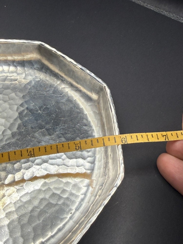 Mission A&C Nicely Hammered Roycroft & Sheffield Marked Silver Octagonal Dish
