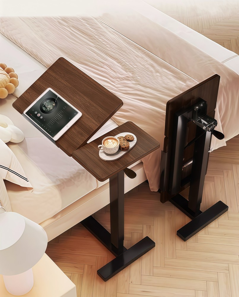 Overbed Bedside Desk Mobile Rolling Laptop Stand with Wheel Height Adjustable